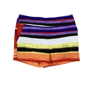 New York & Company Pull On Stripe Shorts Orange Multicolor S
